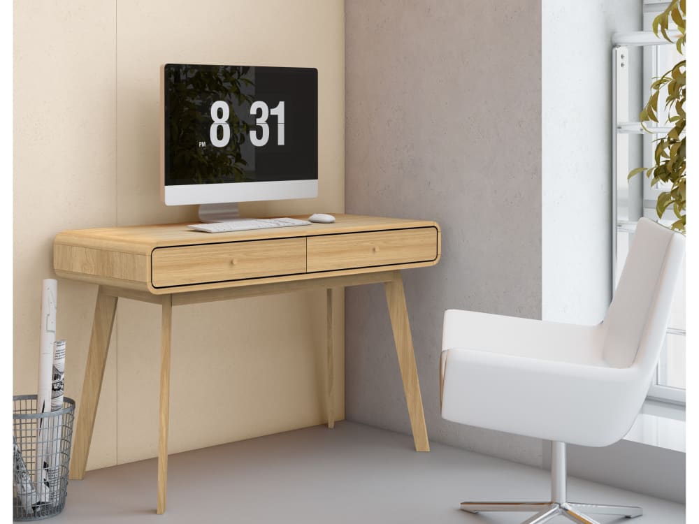 wohnli-moebel-suche-M25042463-1 Schreibtisch mit 2 Schubladen in Eichenoptik 50x79x120cm Spanplatte Braun Loft24 Möbel Büromöbel Schreibtische