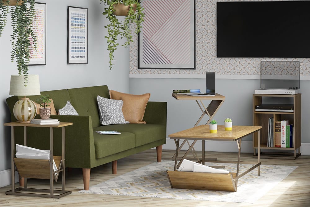 Cauchtisch in Nussbaumoptik 58x47x105cm Spanplatte Braun Dorel Home Möbel Wohnzimmermöbel Couchtische