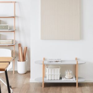 Bücherregal Multifunktionales Regal aus MDF(E1) Buche Natur 100x52x33cm Spanplatte Grau SoBuy Möbel Wohnzimmermöbel Konsolentische