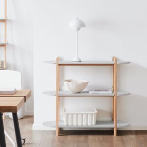 Bücherregal Regal Standregal aus MDF(E1) Buche Natur 100x88x33cm Spanplatte Grau SoBuy Möbel Wohnzimmermöbel Konsolentische