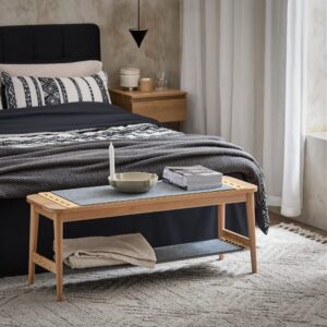 wohnli-moebel-suche-M25044032-1 Schuhbank mit Sitzfläche Sitzbank aus Buche MDF(E1) Filz Natur 110x46x37cm Spanplatte Braun SoBuy Möbel Schlafzimmermöbel Bettbänke