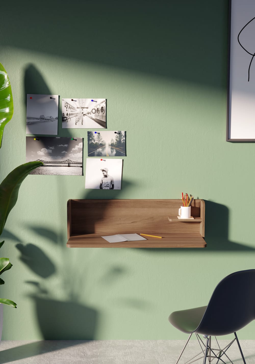 Wand-Schreibtisch aus Melamin in Nussbaum 25x90x35 cm 90x25x35cm Spanplatte Braun Herdasa Möbel Büromöbel Schreibtische