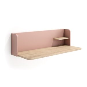 Wohnli Möbelsuche - Wand-Schreibtisch aus Melamin in Hell-Eiche und Rosa 25x90x35 cm