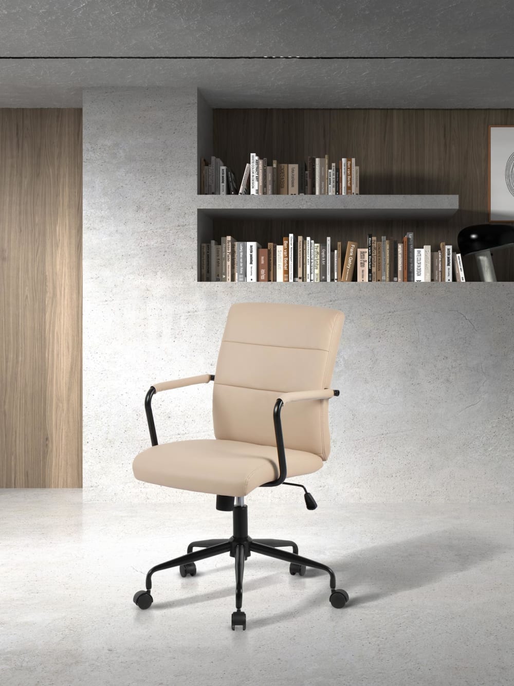 Höhenverstellbarer Schreibtischstuhl Kunstleder Beige 99x64x70 cm 64x99x70cm Webpelz Beige Hispanohogar Möbel Büromöbel Bürostühle mit Rollen