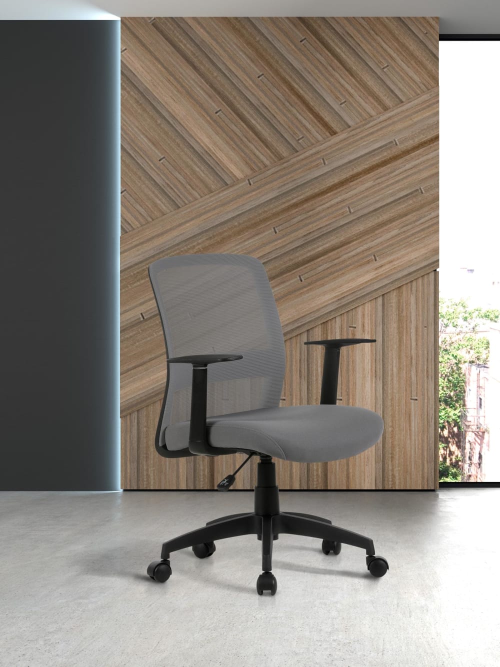 wohnli-moebel-suche-M25044324-1 Höhenverstellbarer Schreibtischstuhl Stoff Grau 94x61x59 cm 61x94x59cm Stoff Grau Hispanohogar Möbel Büromöbel Bürostühle
