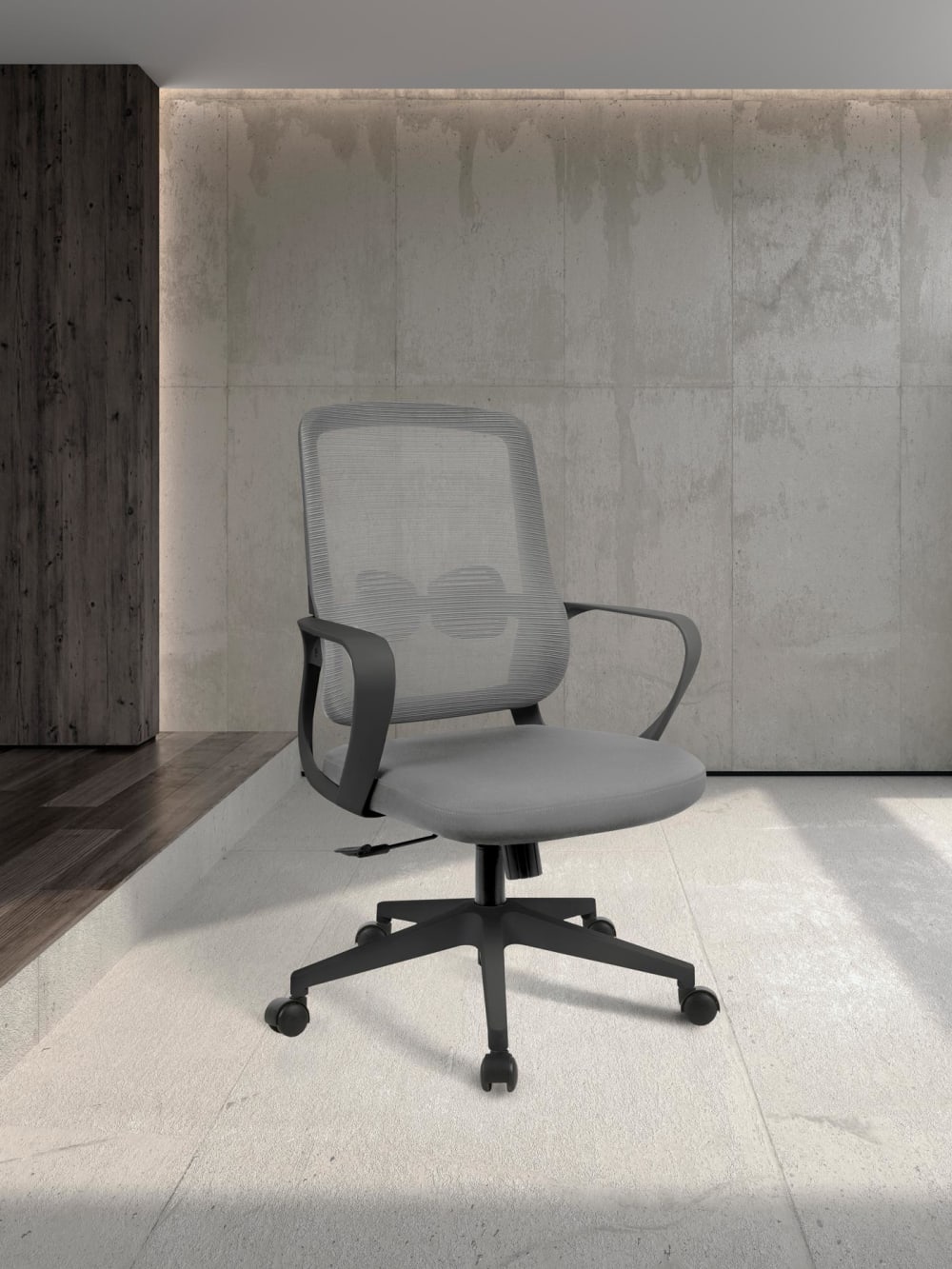 Höhenverstellbarer Schreibtischstuhl Stoff Grau und Schwarz 107x66x61 66x107x61cm Stoff Grau Hispanohogar Möbel Büromöbel Bürostühle