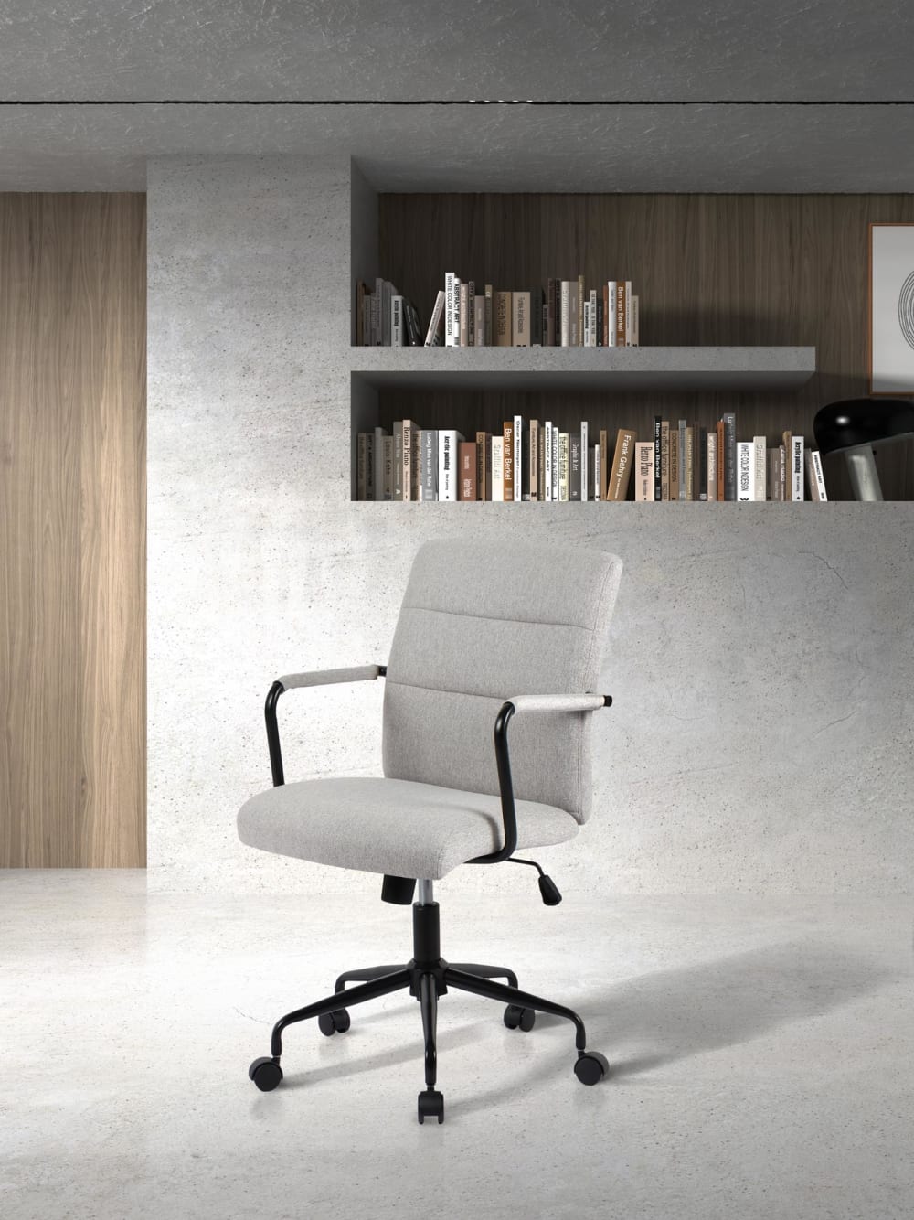 Höhenverstellbarer Schreibtischstuhl Stoff Grau 99x64x70 cm 64x99x70cm Stoff Grau Hispanohogar Möbel Büromöbel Bürostühle