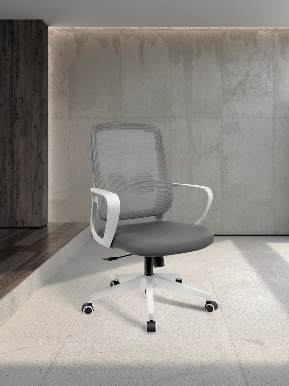 Höhenverstellbarer Schreibtischstuhl Stoff Grau 107x66x61 cm 66x107x61cm Stoff Grau Hispanohogar Möbel Büromöbel Bürostühle