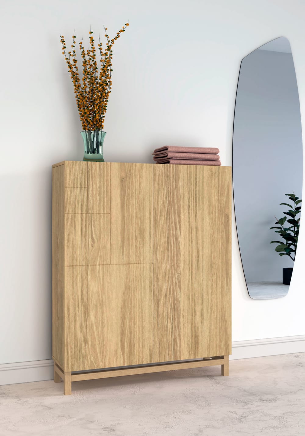 Schuhschrank aus Melamin in Gold-Eiche 112x90x27 cm 90x112x27cm Spanplatte Braun Herdasa Möbel Flurmöbel Schuhschränke