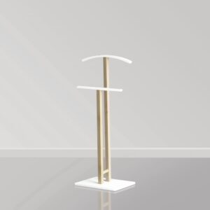 Herrendiener aus lackiertem Buchenholz in Natur und Weiß 105x44x29 cm 44x105x29cm Holz Braun Hispanohogar Möbel Schlafzimmermöbel Kleiderständer