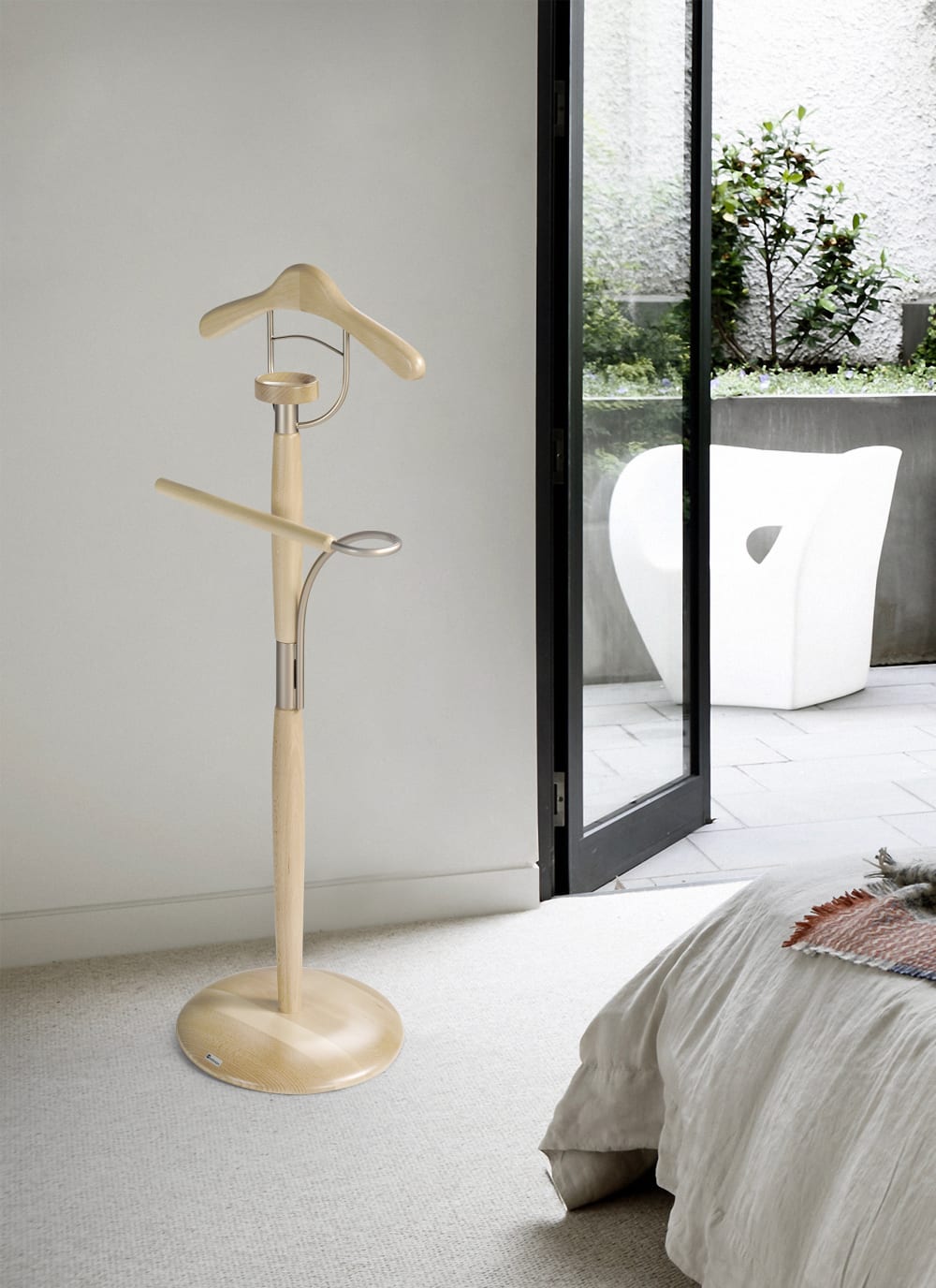 Herrendiener aus lackiertem Buchenholz in Eiche 110x45x32 cm 45x117x32cm Holz Braun Herdasa Möbel Schlafzimmermöbel Kleiderständer