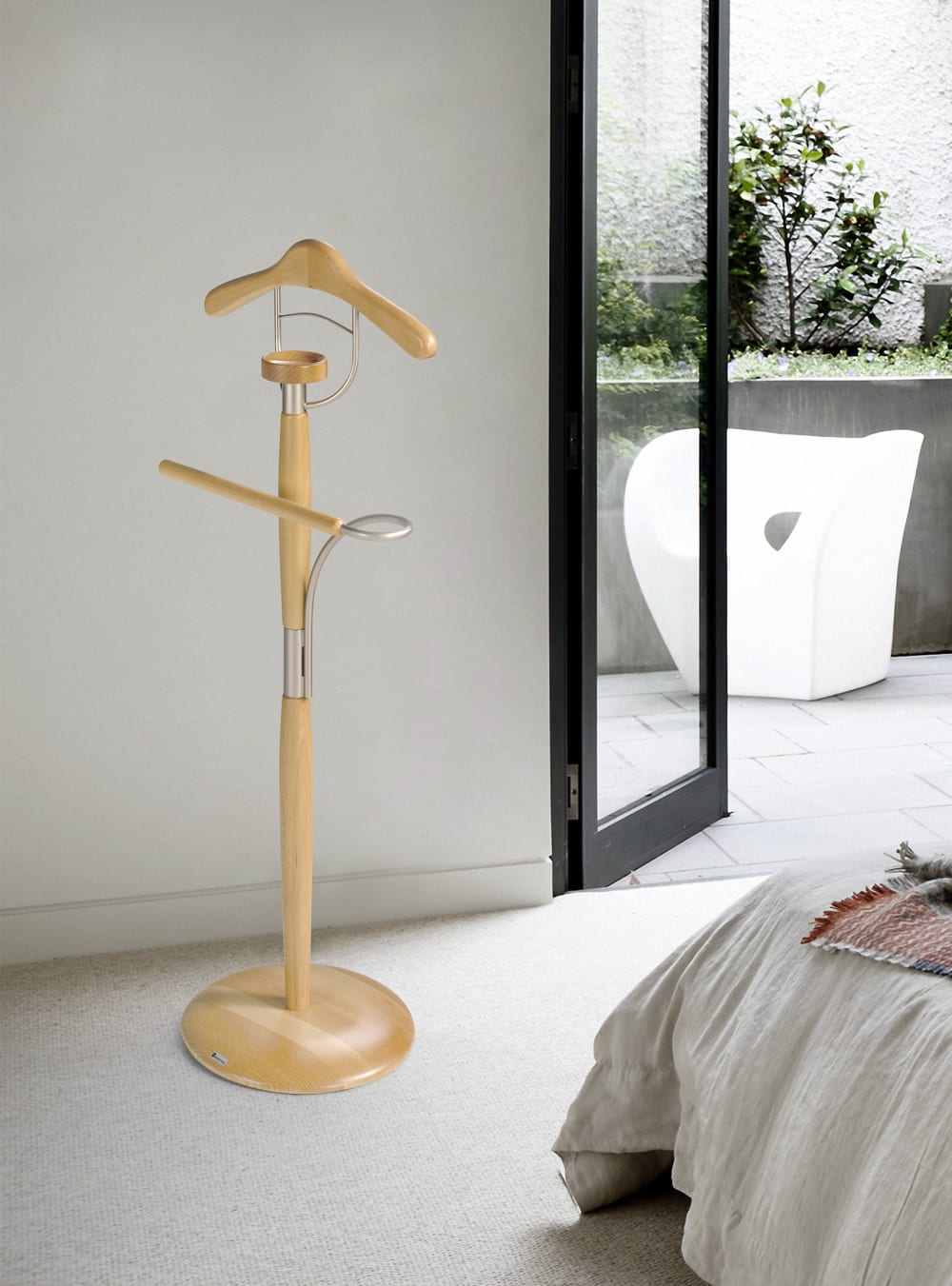 Herrendiener aus lackiertem Buchenholz in Natur 110x45x32 cm 45x117x32cm Holz Braun Herdasa Möbel Schlafzimmermöbel Kleiderständer