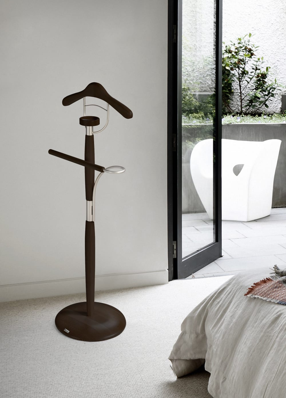 Herrendiener aus lackiertem Buchenholz in Wenge 110x45x32 cm 45x117x32cm Holz Braun Herdasa Möbel Schlafzimmermöbel Kleiderständer