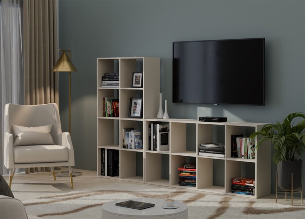 147x75x147cm Spanplatte Taupe Selsey Möbel Wohnzimmermöbel Regale