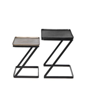 wohnli-moebel-suche-M25044887-1 Set quadratischer Tische aus schwarzem und goldenem Aluminium 41x57x41cm Metall Schwarz Koketto Home Möbel Wohnzimmermöbel Beistelltische
