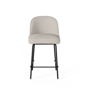 Niedriger Hocker beige und schwarze Beine 50x91x45cm Metall Beige Koketto Home Möbel Esszimmermöbel Barhocker