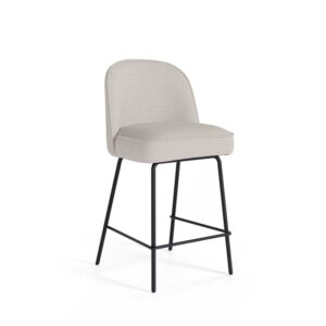 Wohnli Möbelsuche - Niedriger Hocker beige und schwarze Beine