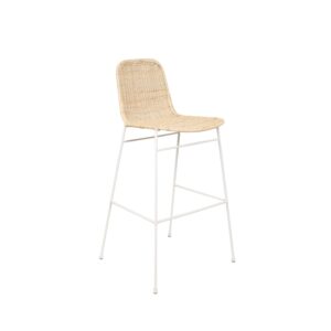 wohnli-moebel-suche-M25044917 Wohnli Möbelsuche - Hoher Hocker mit natürlichem Rattan und weißen Metallbeinen