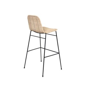 Hoher Hocker aus natürlichem Rattan und schwarzen Metallbeinen 49x101x56cm Rattan Beige Koketto Home Möbel Wohnzimmermöbel Hocker
