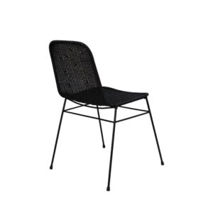 wohnli-moebel-suche-M25044992-1 Stuhl aus natürlichem Rattan und schwarzen Metallbeinen 56x83x54cm Rattan Schwarz Koketto Home Möbel Esszimmermöbel Stühle