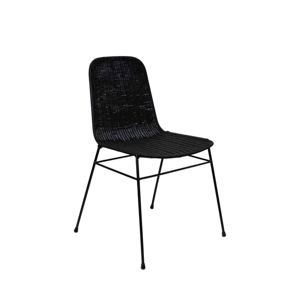 wohnli-moebel-suche-M25044992 Wohnli Möbelsuche - Stuhl aus natürlichem Rattan und schwarzen Metallbeinen