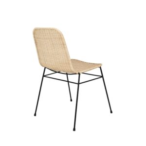 wohnli-moebel-suche-M25045000-1 Stuhl aus natürlichem Rattan und weißen Metallbeinen 56x83x54cm Rattan Beige Koketto Home Möbel Esszimmermöbel Stühle
