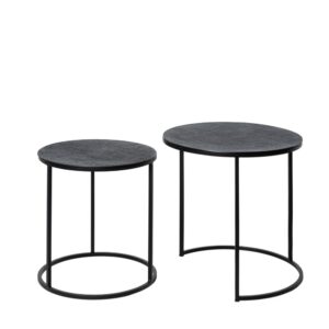 2er Set Aluminium-Couchtische 0x52x49cm Metall Schwarz Koketto Home Möbel Wohnzimmermöbel Couchtische
