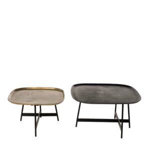 wohnli-moebel-suche-M25045025-1 Set quadratischer Couchtische aus Aluminium in Gold und Schwarz 75x41x75cm Metall Schwarz Koketto Home Möbel Wohnzimmermöbel Couchtische