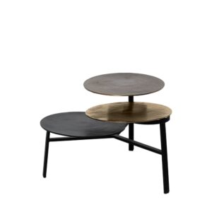 Minimalistischer Couchtisch mit 3 beweglichen Tabletts 83x41x83cm Metall Schwarz Koketto Home Möbel Wohnzimmermöbel Couchtische