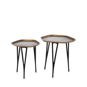 wohnli-moebel-suche-M25045048-1 2er Set Aluminium-Couchtische 52x55x52cm Metall Gold Koketto Home Möbel Wohnzimmermöbel Couchtische