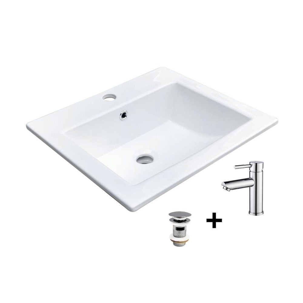 wohnli-moebel-suche-M25045593 Wohnli Möbelsuche - Rechteckiges Einbauwaschbecken 50x43cm + Wasserhahn + -Ablaufgarnitur