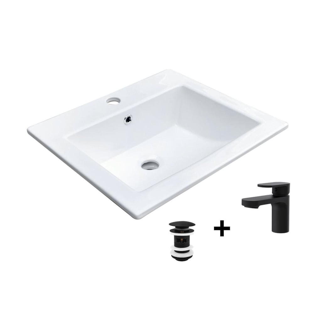 wohnli-moebel-suche-M25045594 Wohnli Möbelsuche - Rechteckiges Einbauwaschbecken 50x43cm + Wasserhahn + -Ablaufgarnitur