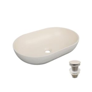 Aufsatzwaschbecken aus Travertinbeton 53x35cm + -Abfluss 35x13x53cm Beton Beige Mob In Möbel Badezimmermöbel Waschbecken