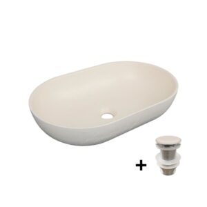 wohnli-moebel-suche-M25045613 Wohnli Möbelsuche - Aufsatzwaschbecken aus Travertinbeton 53x35cm + -Abfluss