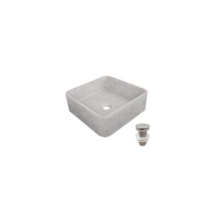 wohnli-moebel-suche-M25045615-1 Quadratisches Beton-Aufsatzwaschbecken 36x36cm + -Abfluss 36x12x36cm Keramik Grau Mob In Möbel Badezimmermöbel Waschbecken