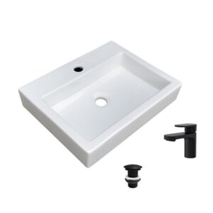 wohnli-moebel-suche-M25045617-1 Rechteckiges Aufsatzwaschbecken 48x38cm + Wasserhahn + -Ablaufgarnitur 38x10x48cm Keramik Weiß Mob In Möbel Badezimmermöbel Waschtische