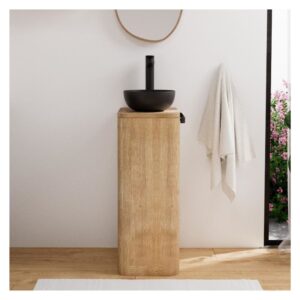 wohnli-moebel-suche-M25045627-1 Waschbeckenunterschrank + Spüle + Wasserhahn-Set 40x78x30cm Holz Braun Mob In Möbel Badezimmermöbel Waschtische