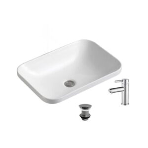 wohnli-moebel-suche-M25045630-1 Rechteckiges Einbauwaschbecken 53x37cm + Wasserhahn + -Ablaufgarnitur 53x15x37cm Keramik Weiß Mob In Möbel Badezimmermöbel Waschtische
