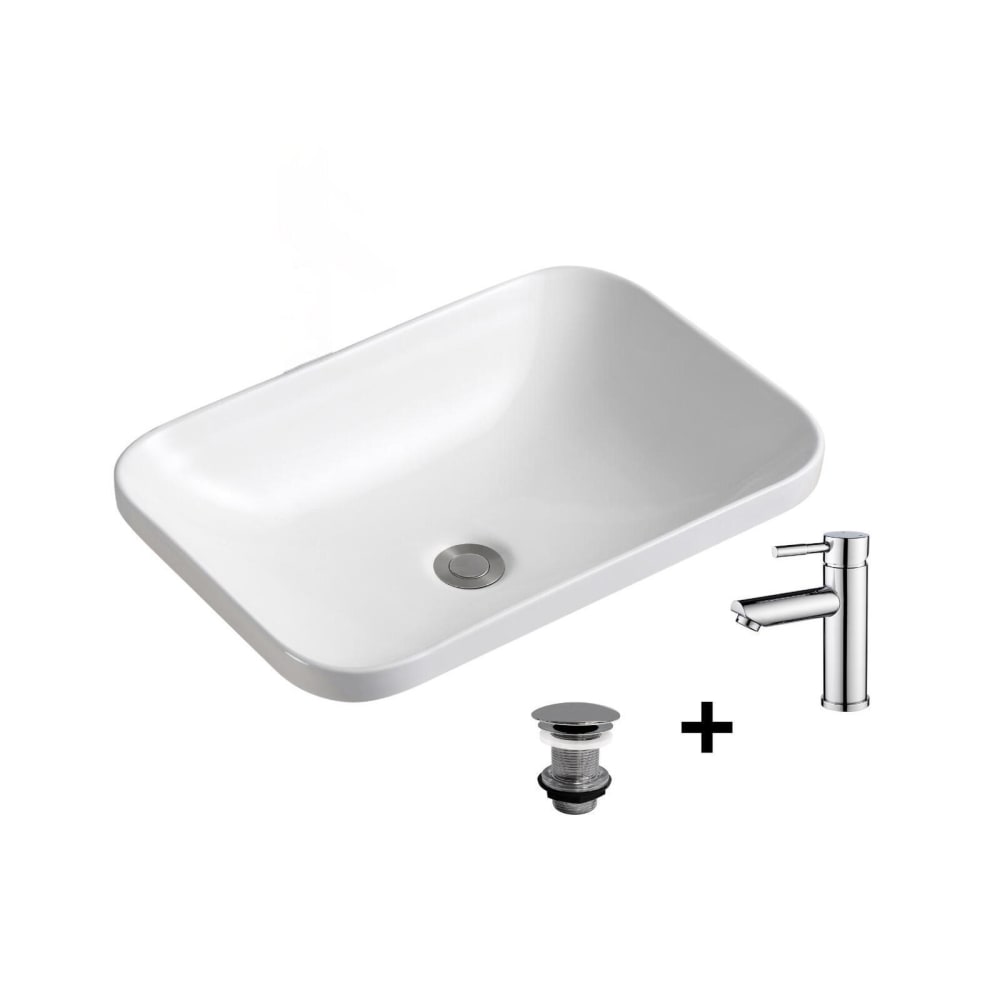 wohnli-moebel-suche-M25045630 Wohnli Möbelsuche - Rechteckiges Einbauwaschbecken 53x37cm + Wasserhahn + -Ablaufgarnitur