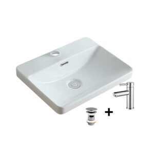 wohnli-moebel-suche-M25045633 Wohnli Möbelsuche - Rechteckiges Einbauwaschbecken 48x37 + Wasserhahn + -Ablaufgarnitur