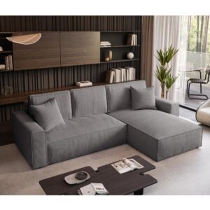 wohnli-moebel-suche-M25046202-1 Ecksofa mit Schlaffuntion PARYS 185x70x294cm Polyester Grau Beauty Sofa GmbH Sofas und Sessel Sofas Ecksofas
