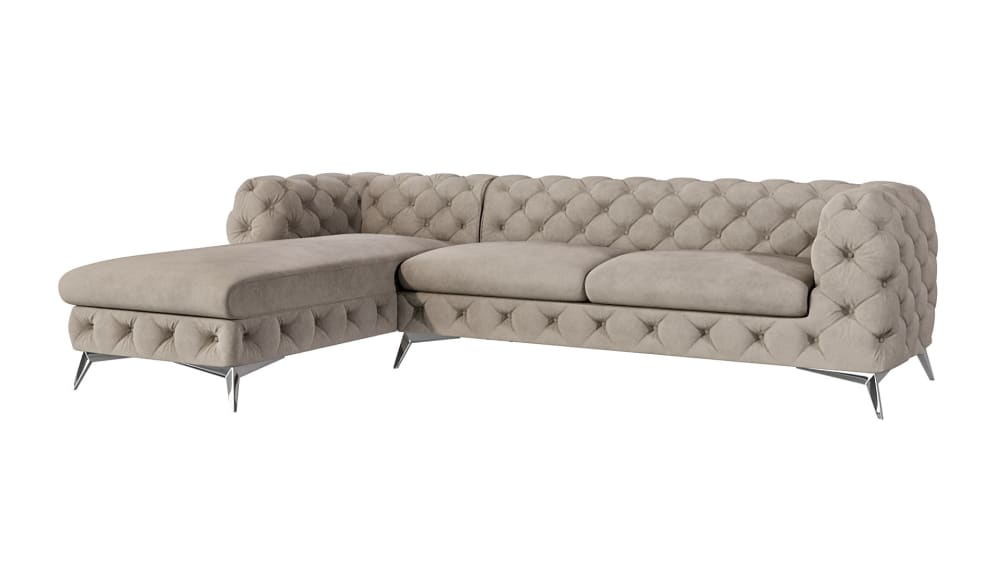 Wohnli Möbelsuche - Ecksofa mit Ottomane Chesterfield aus Samt