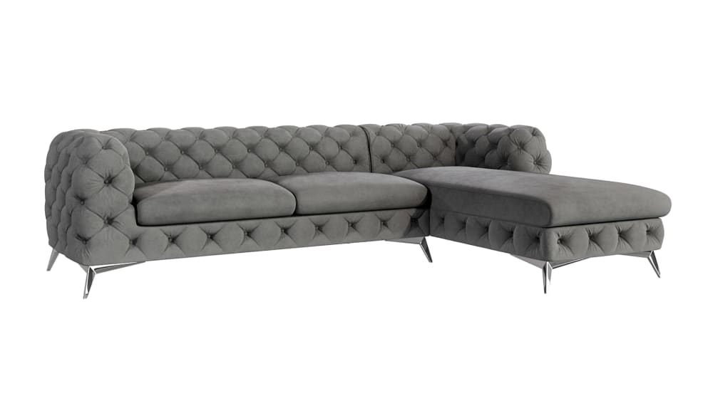 Wohnli Möbelsuche - Ecksofa mit Ottomane Chesterfield aus Samt