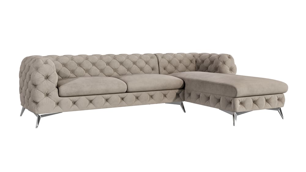 Wohnli Möbelsuche - Ecksofa mit Ottomane Chesterfield aus Samt