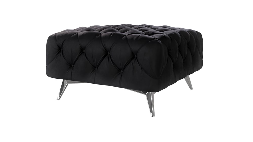 Wohnli Möbelsuche - Polsterhocker Chesterfield aus Samt mit Metall-Füßen