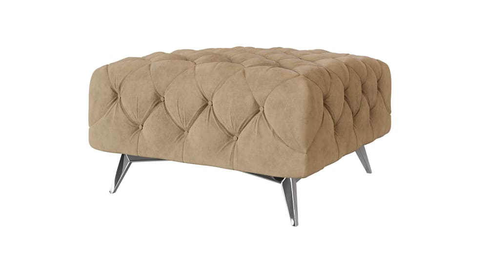 Wohnli Möbelsuche - Polsterhocker Chesterfield aus Samt mit Metall-Füßen