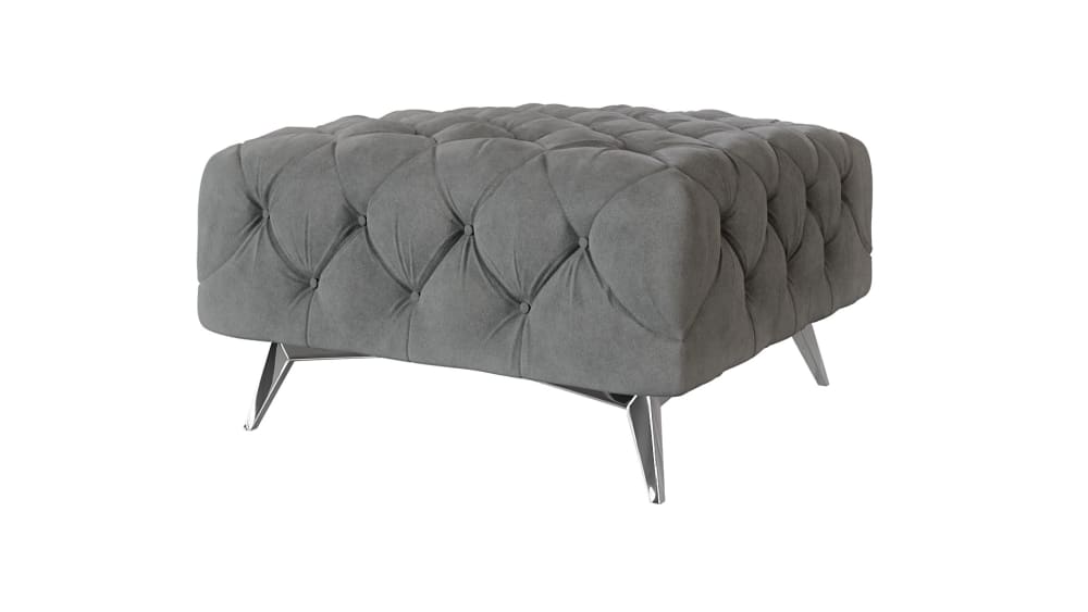 Wohnli Möbelsuche - Polsterhocker Chesterfield aus Samt mit Metall-Füßen