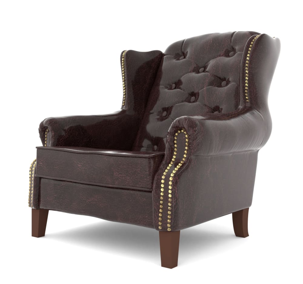 Wohnli Möbelsuche - Chesterfield Ohrensessel aus veganem Leder-Bezug