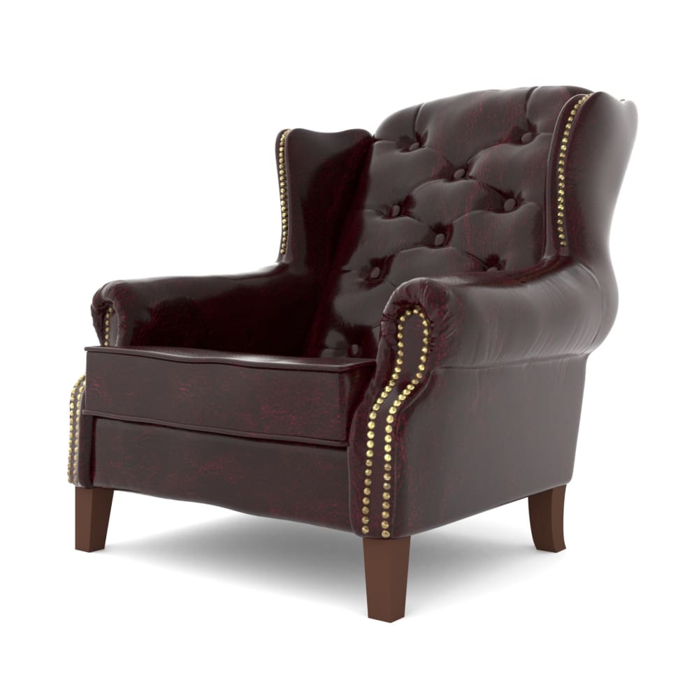 Wohnli Möbelsuche - Chesterfield Ohrensessel aus veganem Leder-Bezug