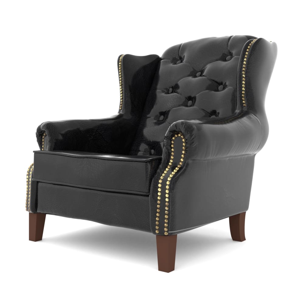 Wohnli Möbelsuche - Chesterfield Ohrensessel aus veganem Leder-Bezug